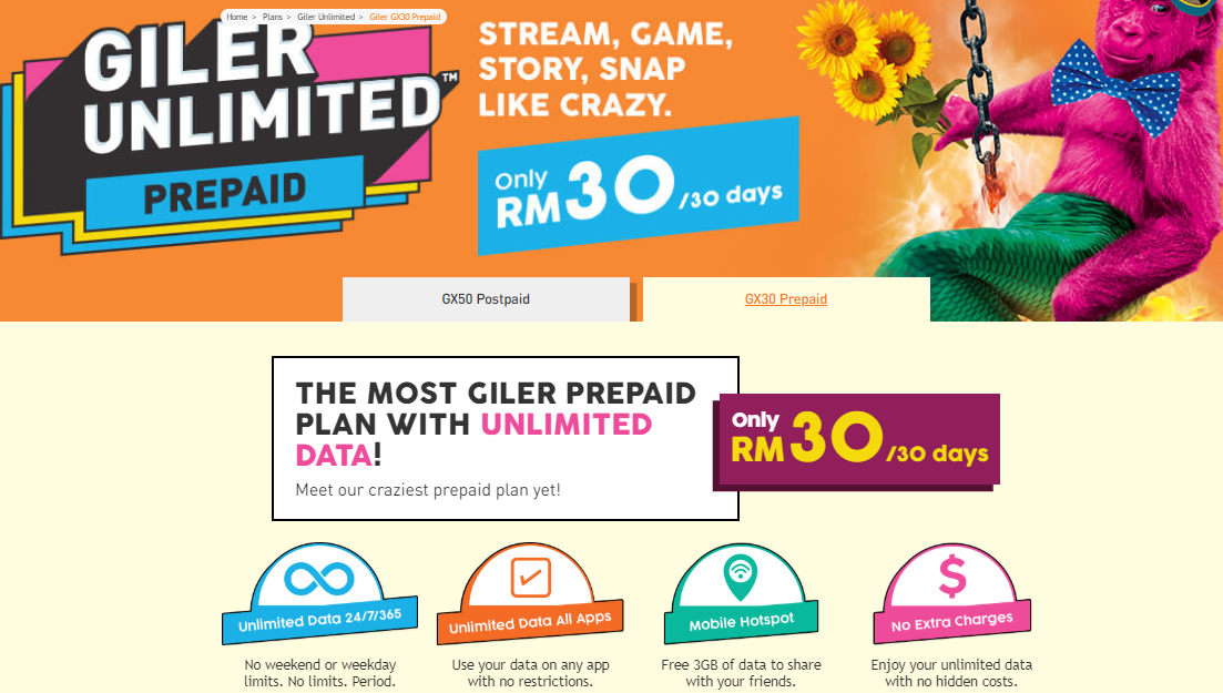 giler unlimited gx30 prepaid