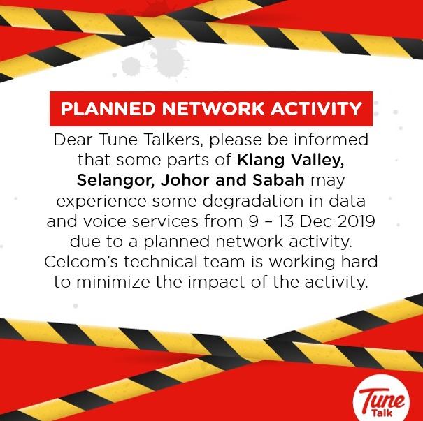 Gangguan Rangkaian TuneTalk Penghujung 2019