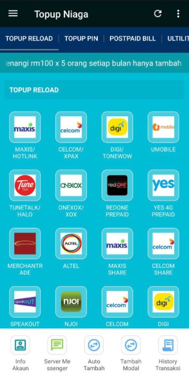 Aplikasi Topup Niaga Dilancarkan