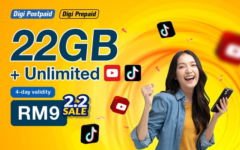 digi addon rm9 22gb unlimited youtube tiktok