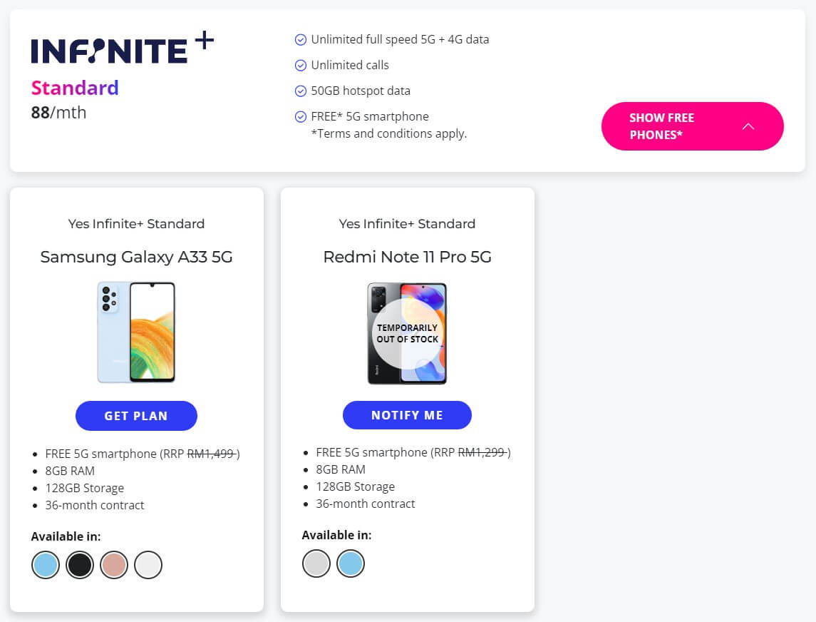 yes infinite+ standard